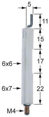 Tändelektrod L1 11mm L2 5mm Anslutning M4