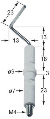 Tänkande elektrod L1 13mm L2 13mm L3 23mm för att pressa anslutningen M4 D1 Ø 7mm D2 Ø 9mm EL1 18mm