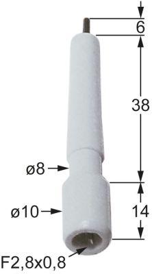 Tänkande elektrod L1 6mm för att pressa anslutningen F 2,8x0,8mm D1 Ø 8mm D2 Ø 10mm