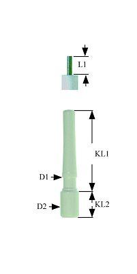 Tänkande elektrod L1 6mm för att pressa anslutningen F 2,8x0,8mm D1 Ø 8mm D2 Ø 10mm