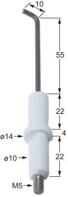 Tänkande elektrod L1 55mm L2 10mm för pressning av anslutning M5 D1 Ø 10mm D2 Ø 14mm EL1 22mm