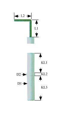 Tänkande elektrod L1 55mm L2 10mm för pressning av anslutning M5 D1 Ø 10mm D2 Ø 14mm EL1 22mm