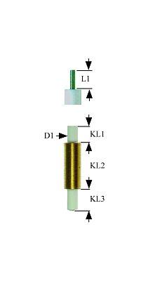 Tänkande elektrod L1 15mm M10x1 -anslutning F 2,8x0,8mm D1 Ø 6mm EL1 9mm EL2 26mm