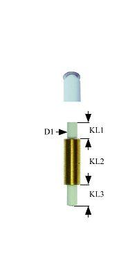 Tændelektrode M10x0,75 Tilslutning F 2,8x0,8mm D1 Ø 8mm EL1 13mm EL2 28mm EL3 8mm