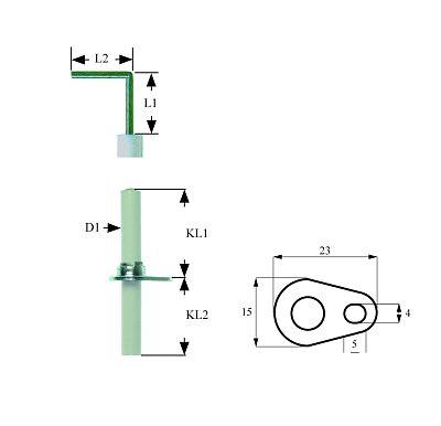 Tänkande elektrod L1 13mm L2 11mm med flänsanslutning F 2.8x0.8mm kabellängd 1420mm