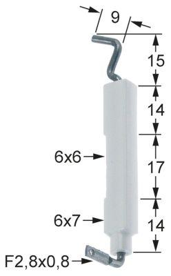 Tänkande elektrodanslutning F 2,8x0,8mm D1 Ø 6x7mm EL1 14mm EL2 16mm EL3 14mm