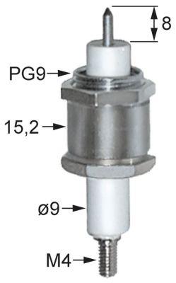 Tänkande elektrod L1 8mm PG9 -anslutning M4 D1 Ø 9mm