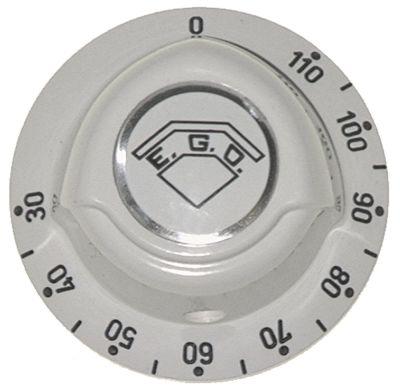 Knob Thermostat T.Max. 110 ° C 30-110 ° C Ø 52mmmaxel Ø 6x4,6 mm axel lägre vitvit