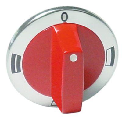 Button Baking Oven OH/UH/OH+UH Ø 63mm Axis Ø 6x4,6mm Sloting Up Silver/Red