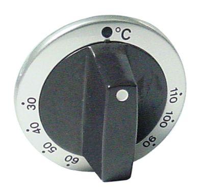 Button Thermostat T.Maks. 110 ° C Ø 63mm Axis Ø 6x4,6 mm Sloting Up Silver-Arbetsyta 30-110