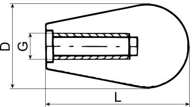 Konus grepptråd m6 plast Ø 16mm svart l 25mm