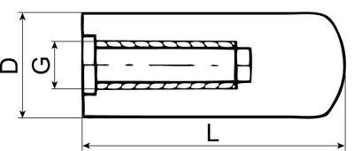 Cylindergrepptråd M10 Plast Ø 24mm l 80mm borrning Ø 136mm