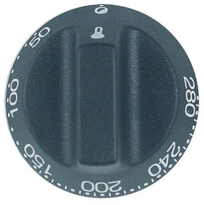 Button Thermostat T.Maks. 280 ° C Ø 55 mm axel Ø 6x4,6 mm slår upp svart arbetsintervall 50-280 °