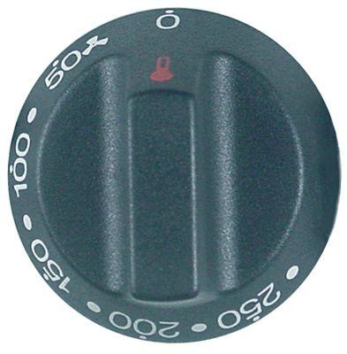 Button Thermostat T.Maks. 275 ° C Ø 55 mm axel Ø 6x4,6 mm utjämning överst med lång axel svart