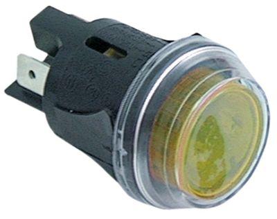 Momentant push switch montering Ø 25mm gul1no/indikatorljus 250V 16A -täckning