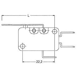 Micro -Contact Grip Operator 250V 16A 1CO -anslutning Flat Sticks 6.3 mm L 98mm med ARM BA 22mm