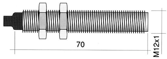 Magnetkontakt 250V 3A Tråd M12x1 Anslutning Kabel Längd 2000mm L 72mm 1No