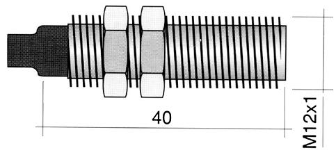 Magnetkontakt 250V 1A Tråd M12x1 Anslutning Kabel Längd 2000mm L 40mm 1No