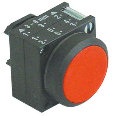 Tryckknapp röd Monteringsmått ø22mm
