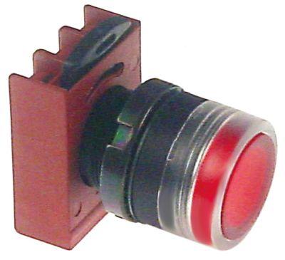 Tryckknapp röd belyst Monteringsmått ø22mm