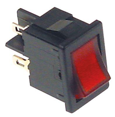 ROCKER SWITCH MONTERING Mätningar 19x13mm Red2NO 250V 10A Upplyst