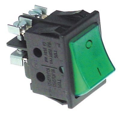 ROCKER SWITCH MONTERING Mätningar 30x22mm Green2No 250V 16A Lysande 0-I-anslutningsskruv