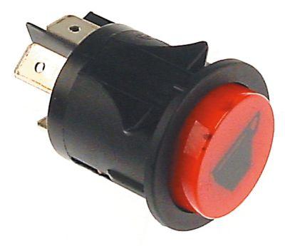 Tryckkontaktpick -updimensioner Ø25mm Red 2No 250V anslutning Flat Sticks 6.3 mm kopp 16A