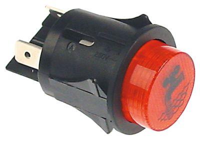 Push Switch Montering Ø 25mm Red 2No 250V 16Ailluminated Water Connection Male Faston 6.3mm