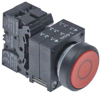 Tryckknappar röd 1NC/1NO AV Monteringsmått ø22mm