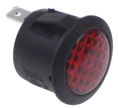 Signallampa Ø 20mm 250V Red Connection Flat Plug 4,8mm Temp.Best. 105 ° C.