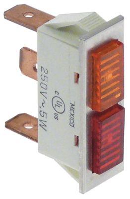 Signallampa Byggd -in dimensioner 34x10mm 250V röd/orange anslutning platt plugg 6.3 mm