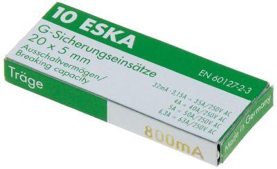 Finish storlek 5x20mm 8A SLUGGHISH spänning 250V VPE 10 st.