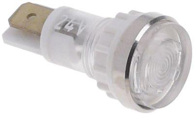 Signallampa Ø 12mm 24V transparent anslutning Flat Sticks 6.3 mm