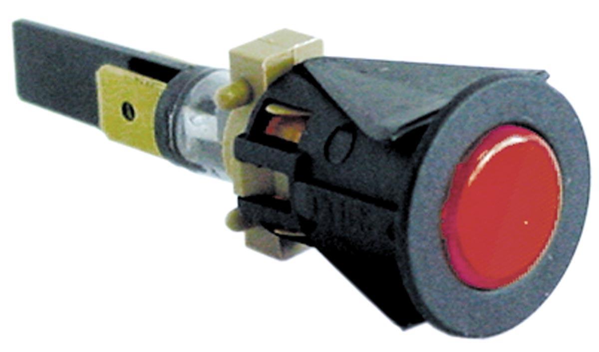 Signallampe ø 16mm 230V rød Tilslutning Fladstik 6,3 mm