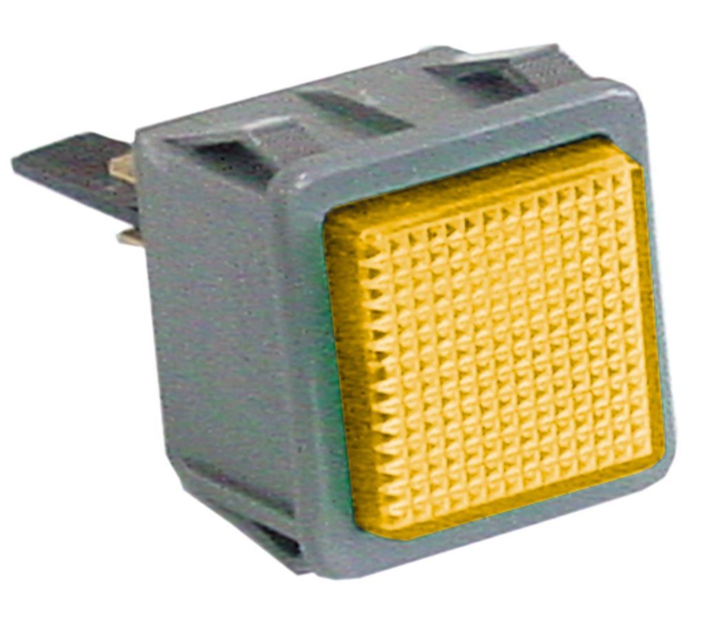 Signallampe Indbygningsmål 28,5x28,5mm 230V gul