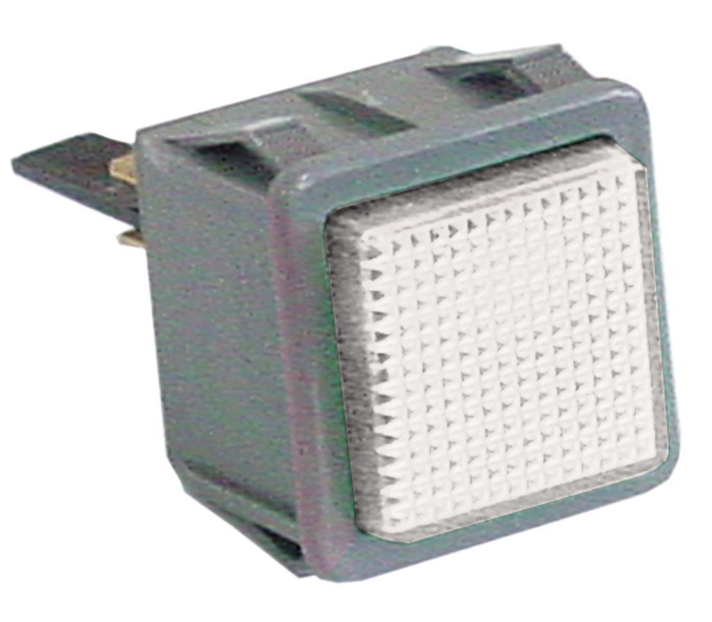 Signallampe Indbygningsmål 28,5x28,5mm 230V gennemsigtig