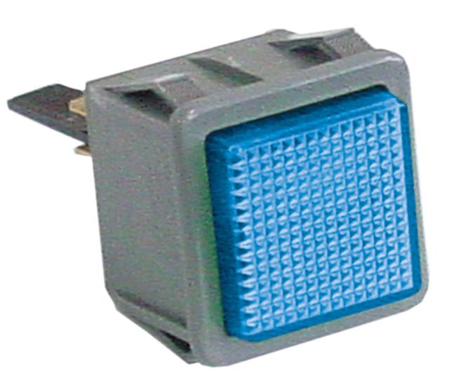 Signallampe Indbygningsmål 28,5x28,5mm 230V blå