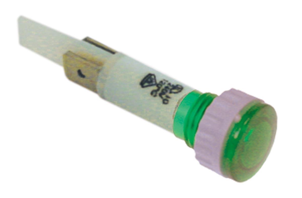 Signallampe ø 10mm 400V grøn Tilslutning Fladstik 6,3 mm Fatning Skruefatning