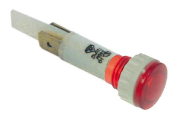 Signallampe ø 10mm 400V rød Tilslutning Fladstik 6,3 mm