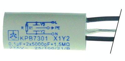 Störningssuppressionsfilterkapacitet 0,1 uf (x1)+2x5000pf (y2) 1,5 mohm