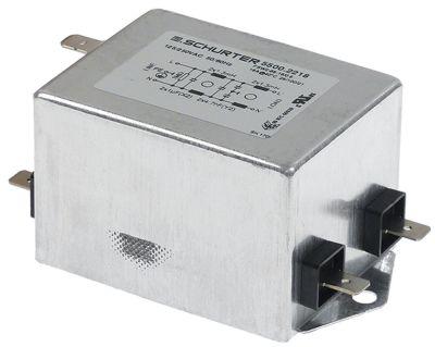 Netfilter typ 5500.2218 250V 50/60Hz ledare 2 med PE -anslutning F6.3x0.8 L 65mm H 42mm B 50mm
