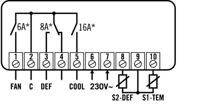 Elektronikregler 230V Installationsdimensioner 71x29mm NTC Montering Bull -Bolding Version