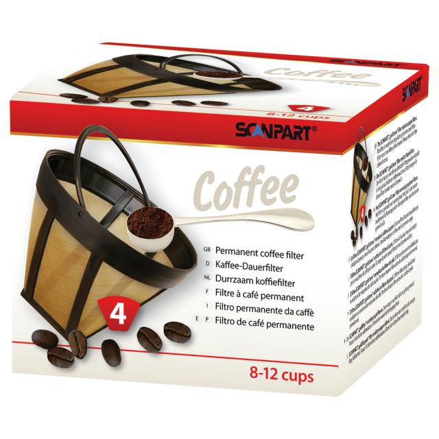 Återanvändbart kaffefilter storlek 4 - Guldfärg