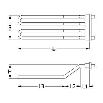 Värmare 7000W 230V L 560mm för tvättmaskin L1 30mm L2 15mm L3 515mm