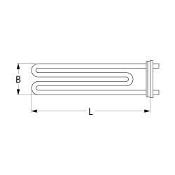 Värmare 2900W 230V L 272mm Tryckflänsanslutning M4 PIPE Ø 63mm VK 1 B 51mm