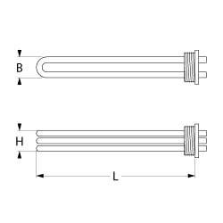 Värmare 3000W 230/380V L 300mm skruvflänsanslutning M4 Tråd 1½ 