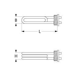 Värmare 2000w 220V L 170mm anslutning M4 Tråd 1¼ 