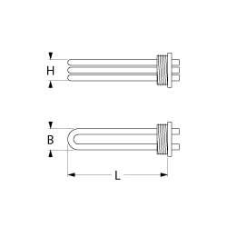 Värmare 1880W 230V L 147mm Skruvflänsanslutning M4 Tråd 1¼ 