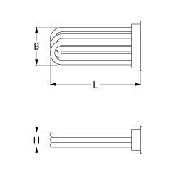 Uppvärmningselement 4500W 380V Värmekretsar 3L 435mm W 74mm flänslängd 105mm