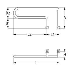 Uppvärmningsläckor 1500W 230V L 225mm L1 47mm L2 178mm B1 73mm B2 47mm 2-Holl